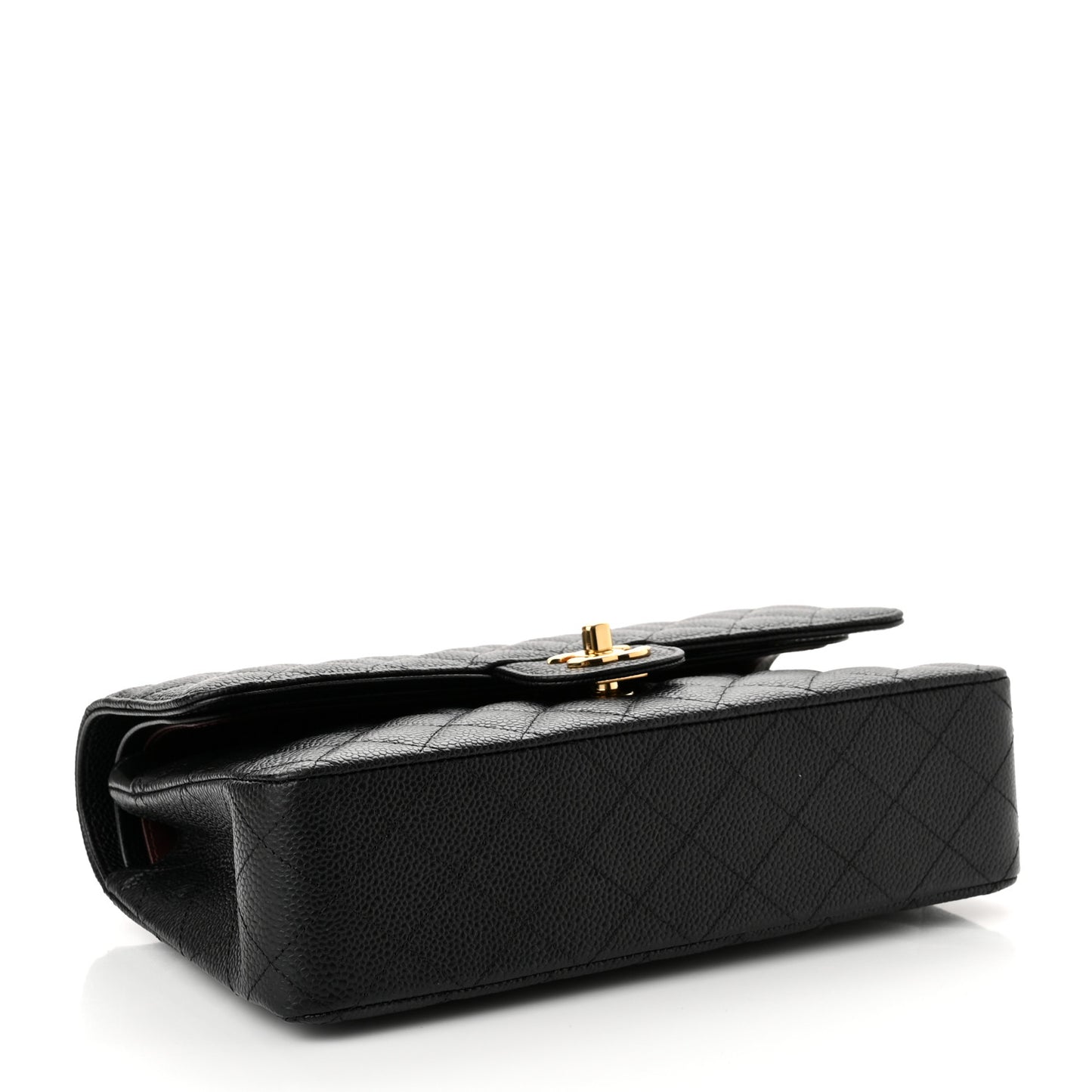 Caviar Quilted Medium Double Flap Black