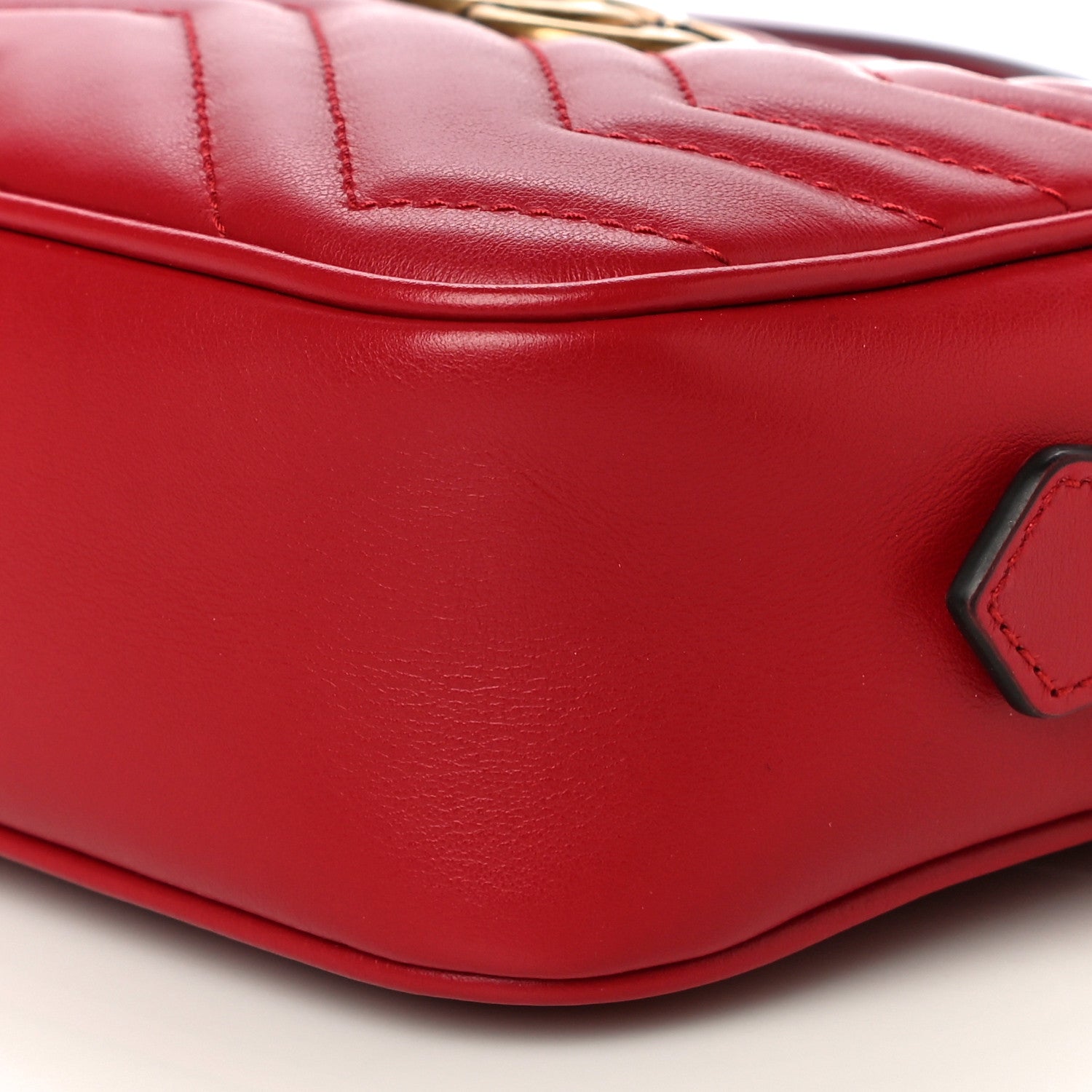 Gucci Calfskin Matelasse Mini GG Marmont Chain Shoulder Bag Hibiscus Red 11 of 11