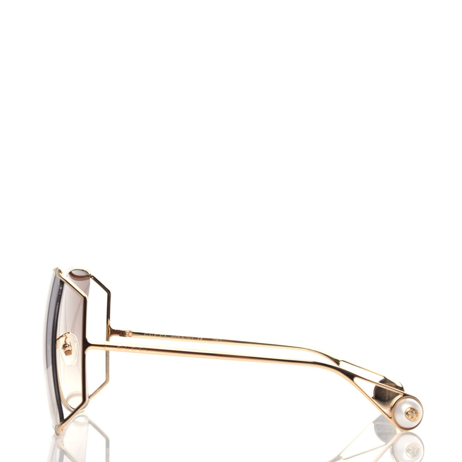 Gucci Oversized Round Sunglasses GG0252S Gold Brown 3 of 8