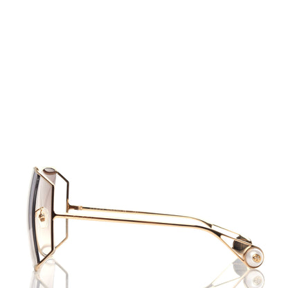 Gucci Oversized Round Sunglasses GG0252S Gold Brown 3 of 8