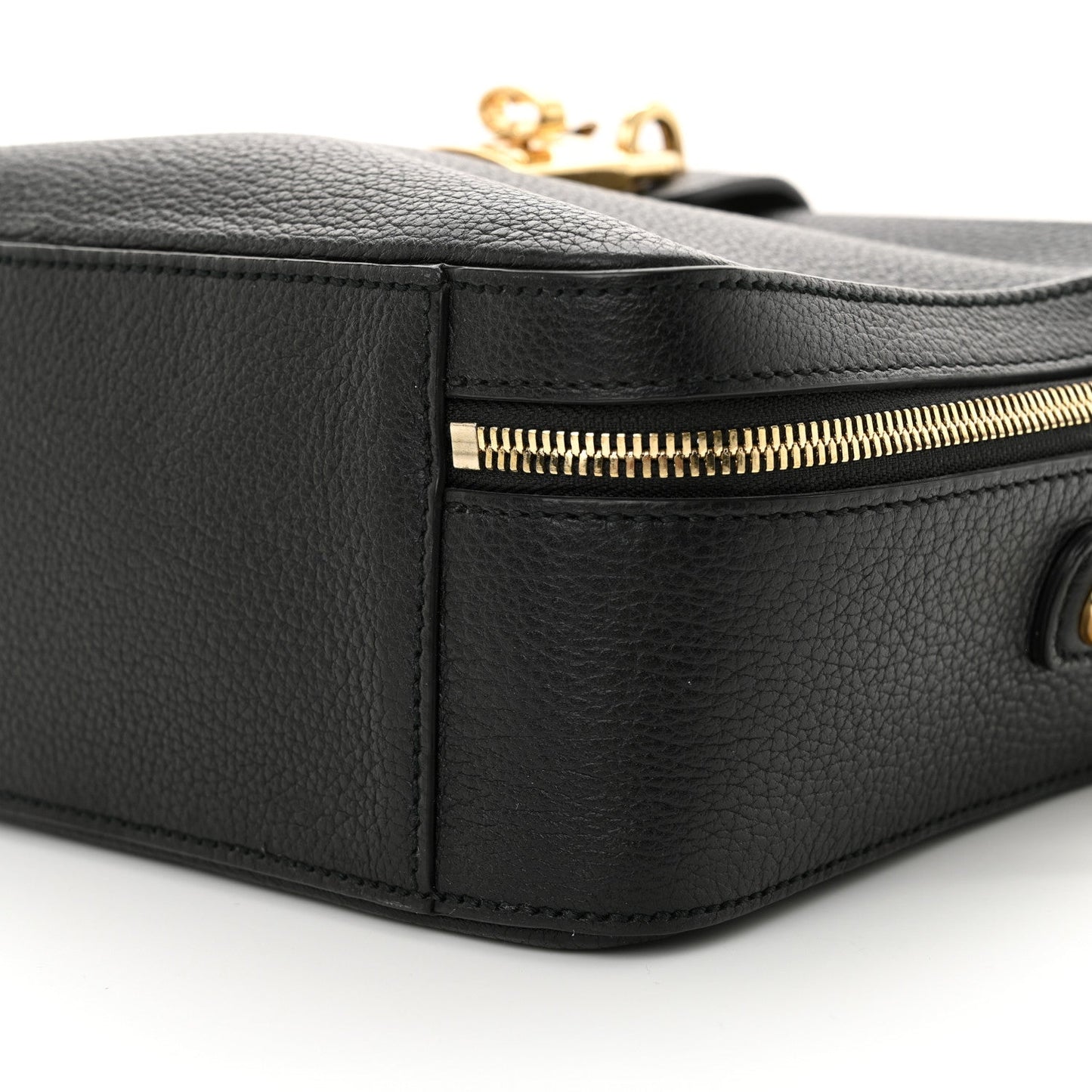 Drummed Calfskin Rosaria Shoulder Bag Black