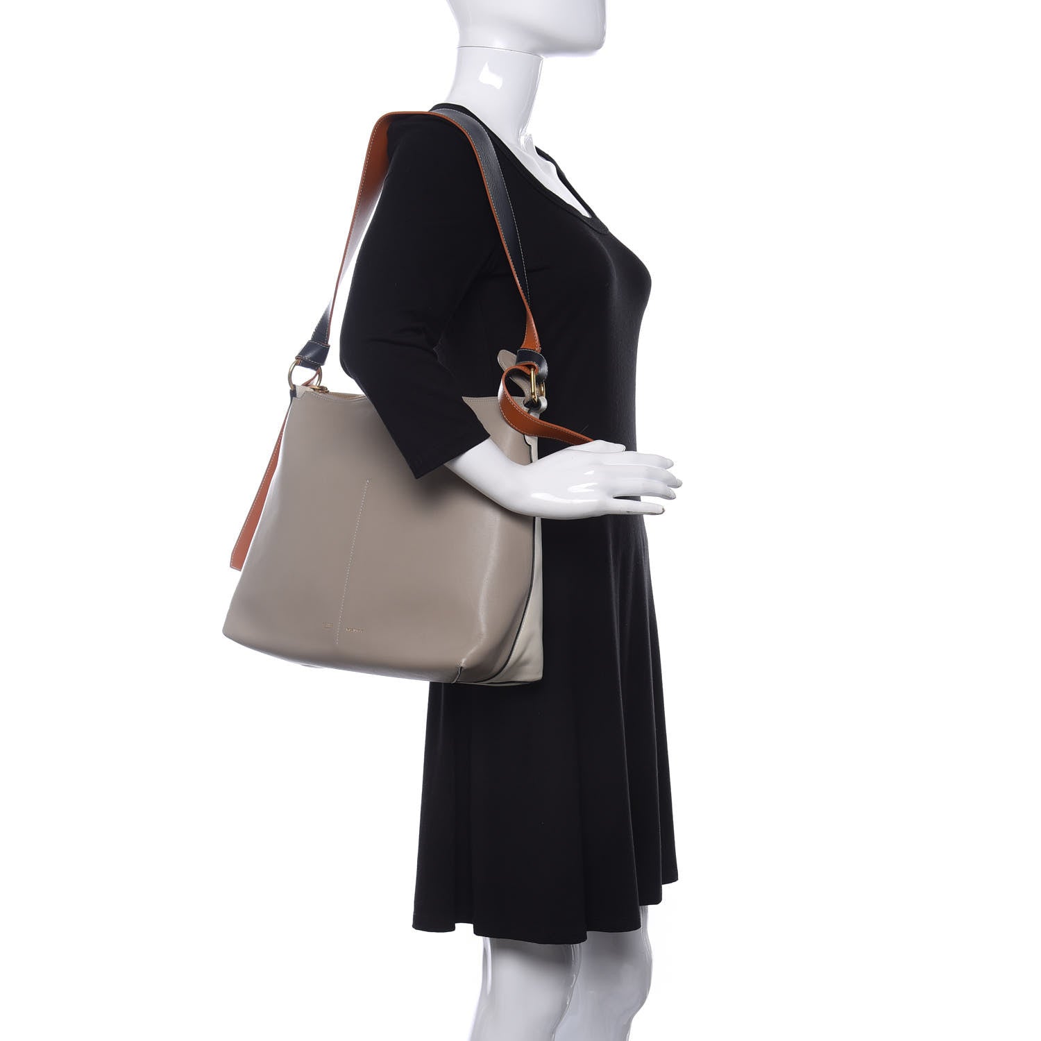 Celine Shiny Smooth Calfskin Zipped Twisted Cabas Beige White 2 of 9