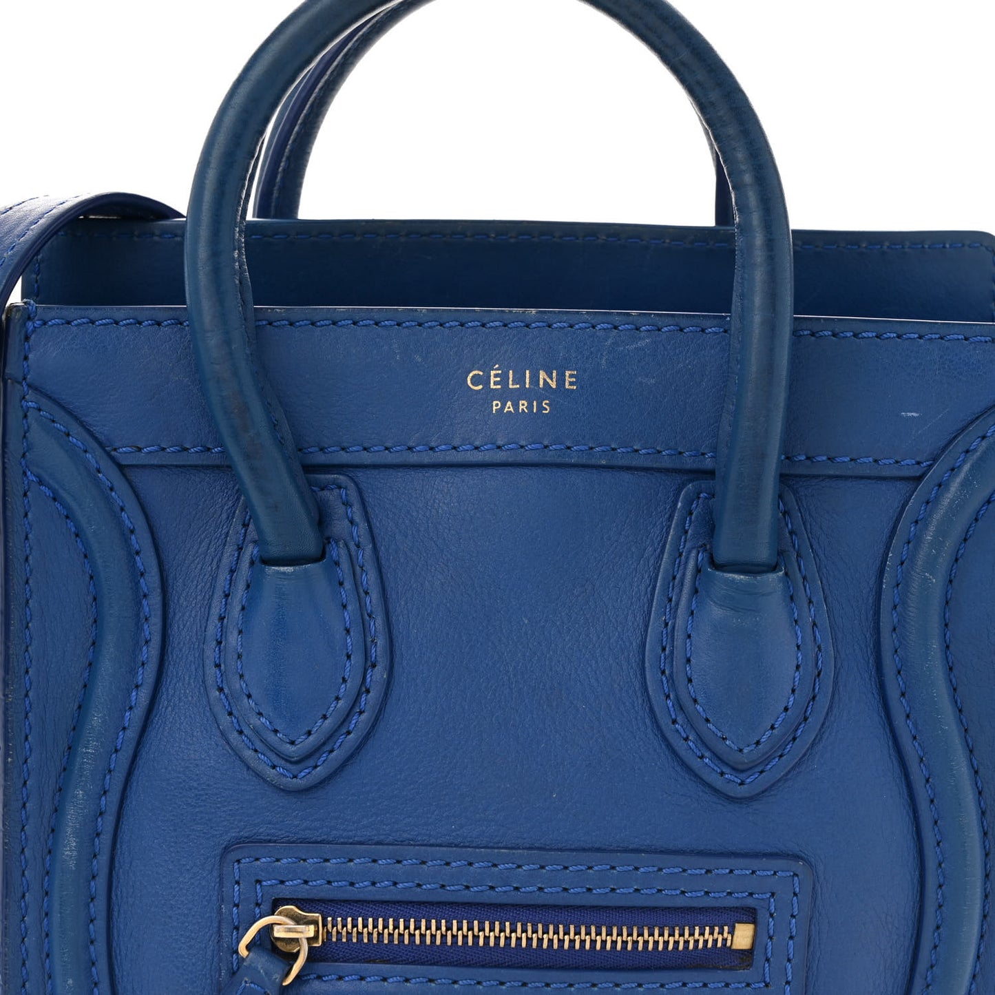 Drummed Calfskin Nano Luggage Indigo