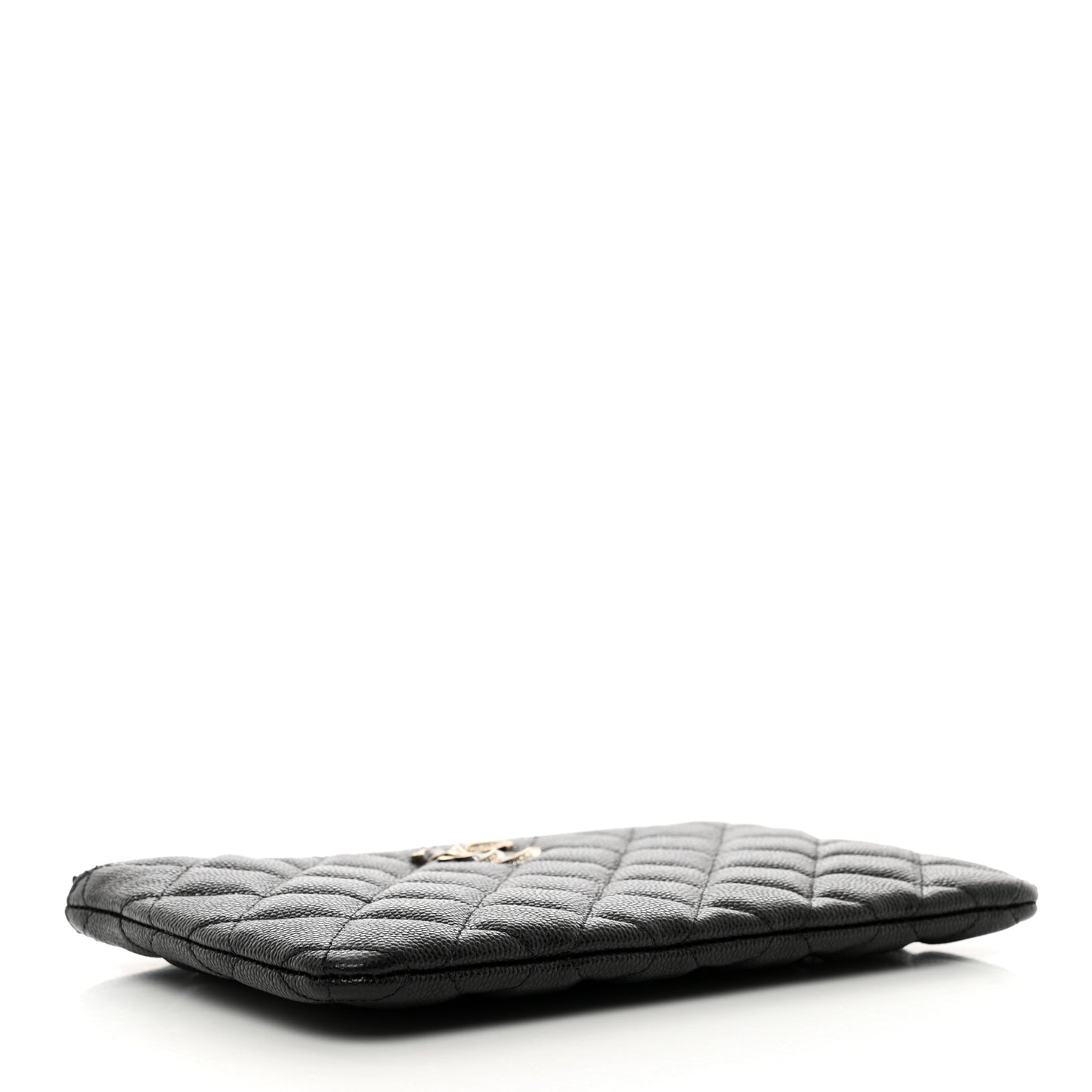 Caviar Quilted Crystal Enamel Cosmetic Case Black
