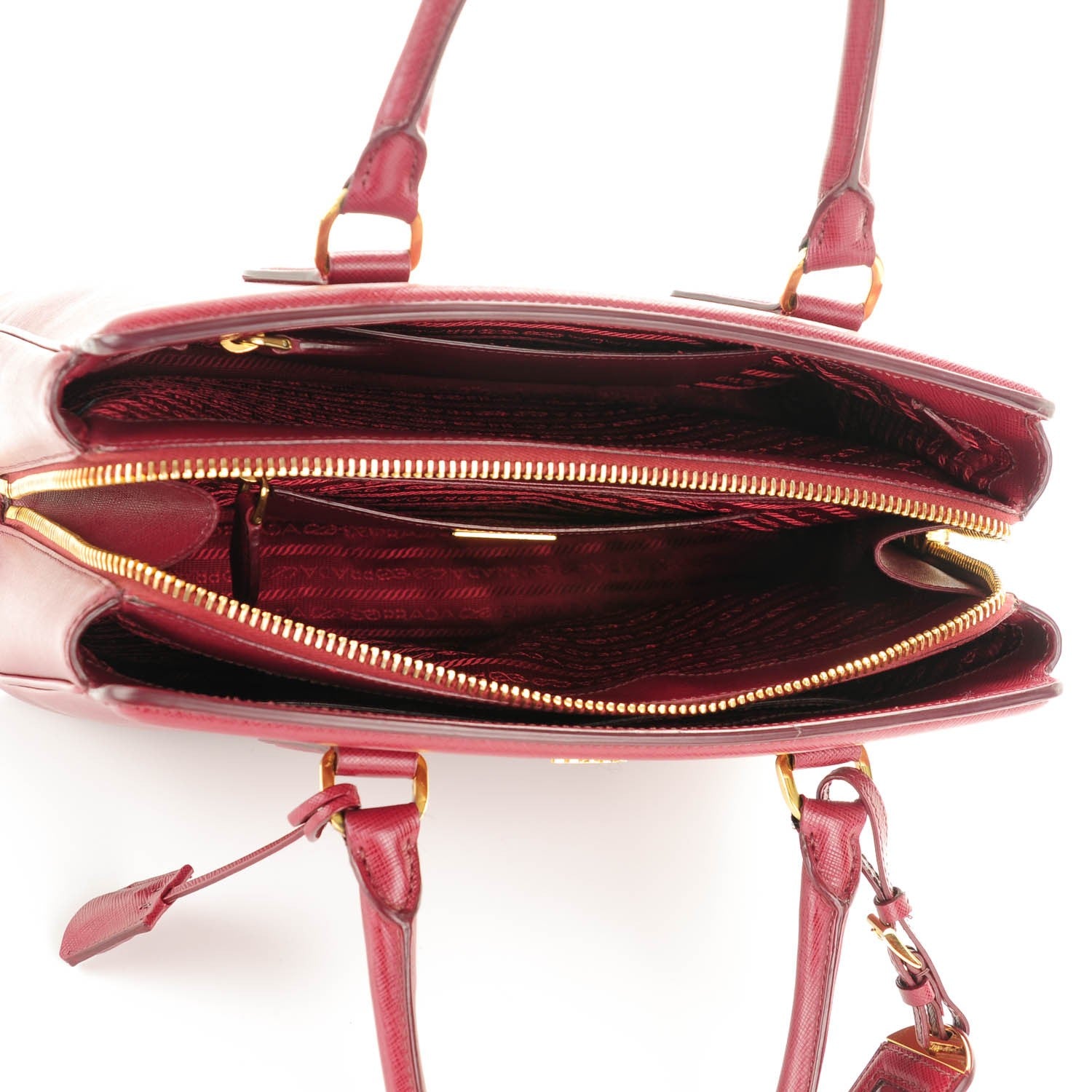 Prada Saffiano Lux Parabole Tote Cherry 6 of 9