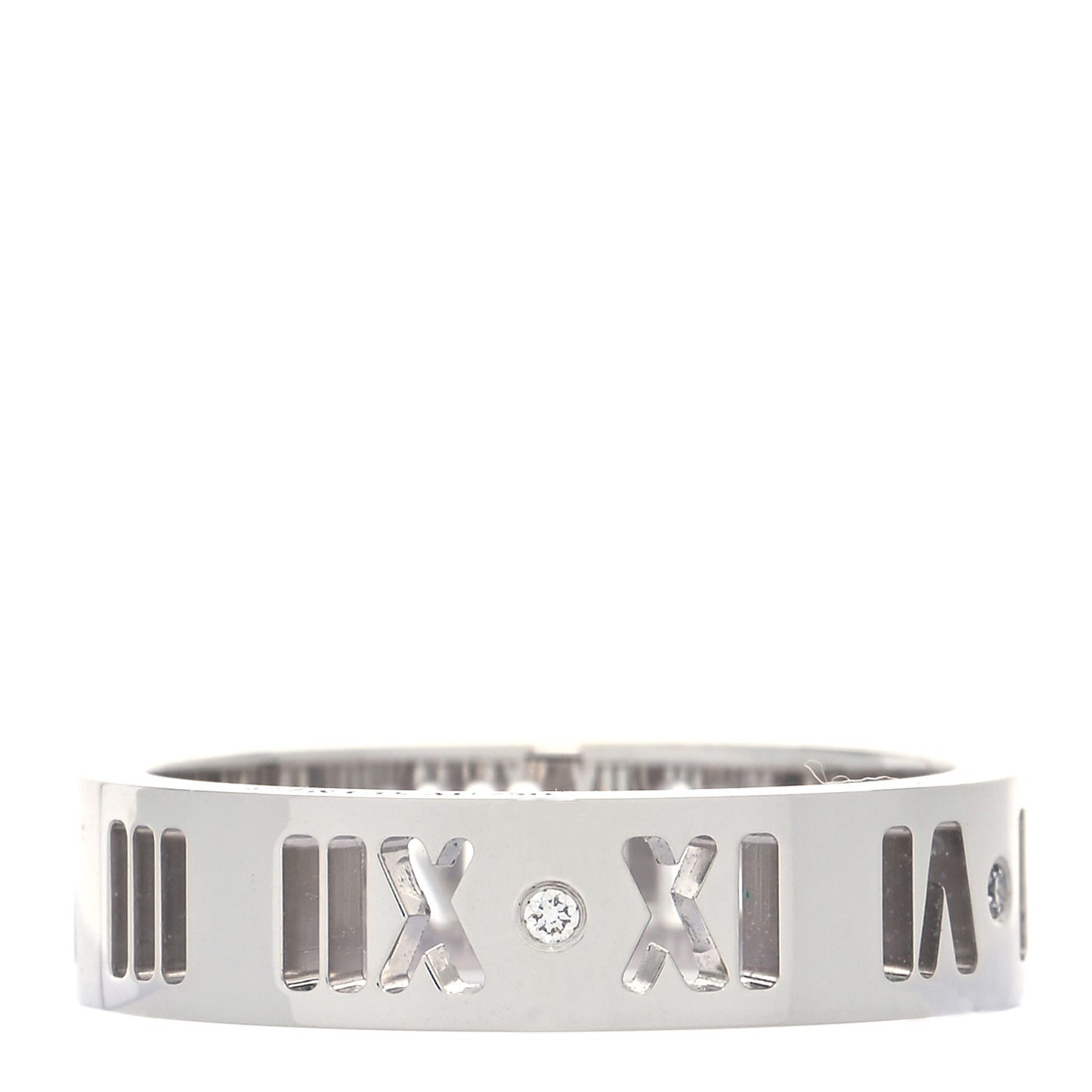 18K White Gold Diamond Wide Atlas Pierced Ring 54 6.75