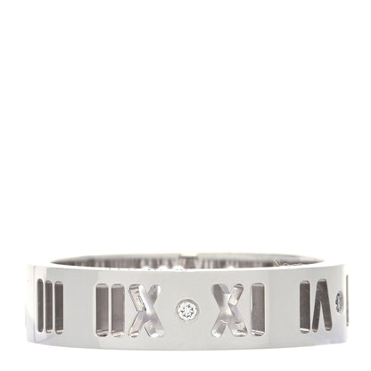 Tiffany 18K White Gold Diamond Wide Atlas Pierced Ring 54 6.75 1 of 5