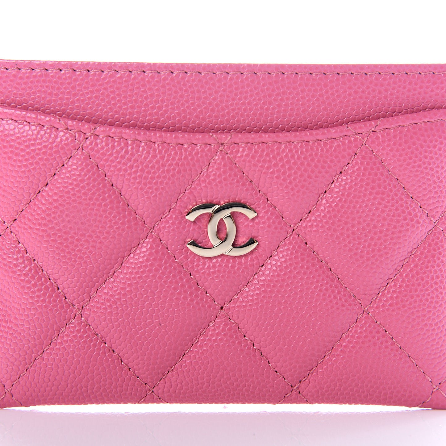 Caviar Quilted Card Holder Pink