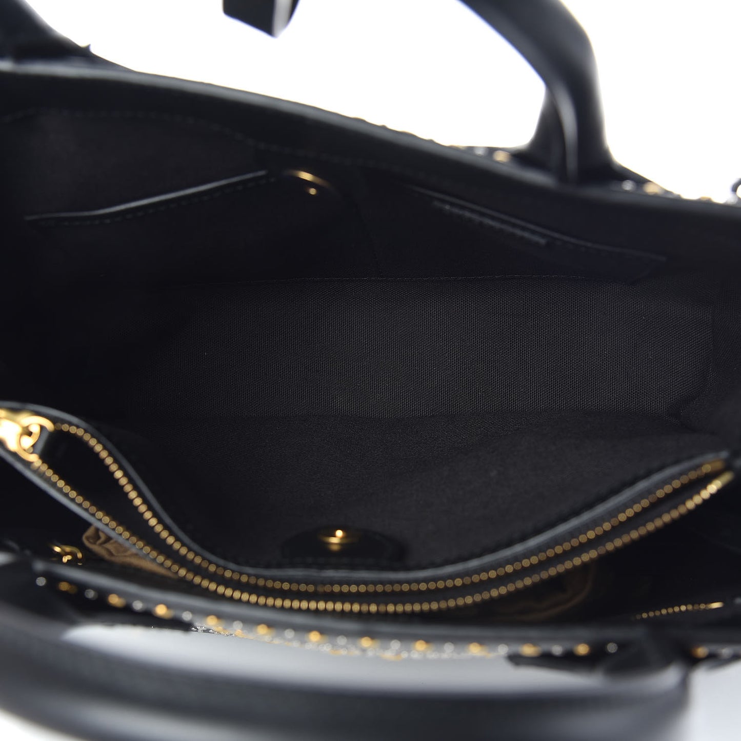 Smooth Calfskin Riveted Medium Banner Tote Black