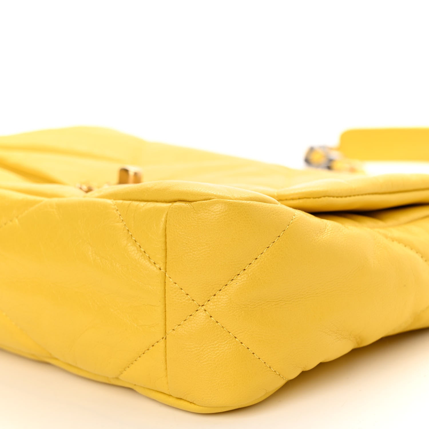 Chanel Shiny Goatskin Quilted Medium Chanel 19 Flap Yellow 10 of 10