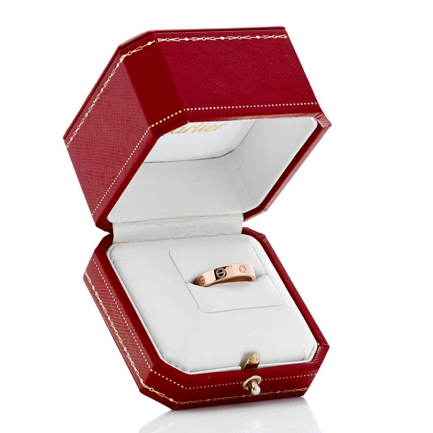 18K Pink Gold Diamond 4mm LOVE Wedding Band Ring 52 6
