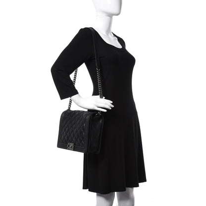 Chanel Iridescent Calfskin Quilted New Medium Gentle Boy Flap Black 2 of 10
