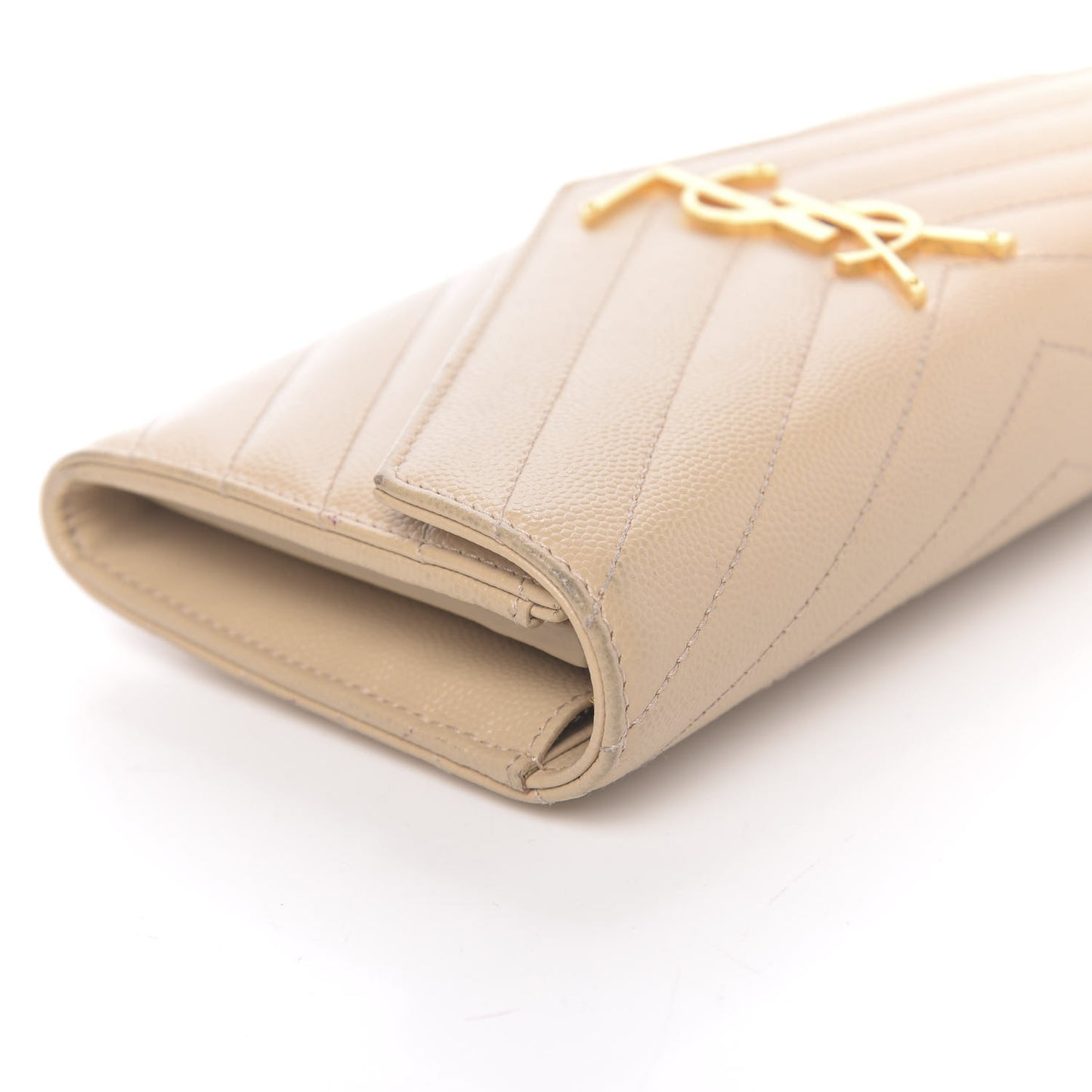 Grain De Poudre Matelasse Chevron Monogram Flap Wallet Nude Powder