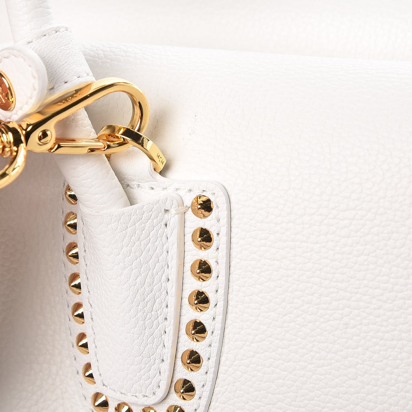 Grained Calfskin Studded Medium Milla Tote White