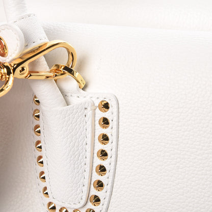 MCM Grained Calfskin Studded Medium Milla Tote White 11 of 11