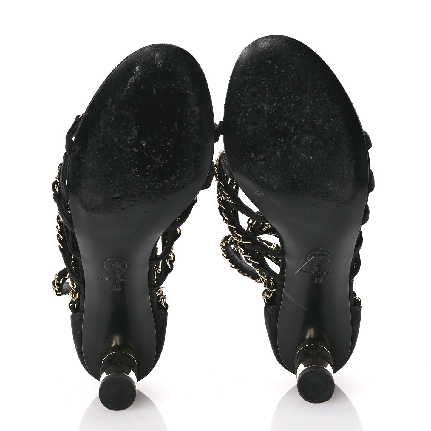 Kid Suede Chain CC Sandals 38 Black