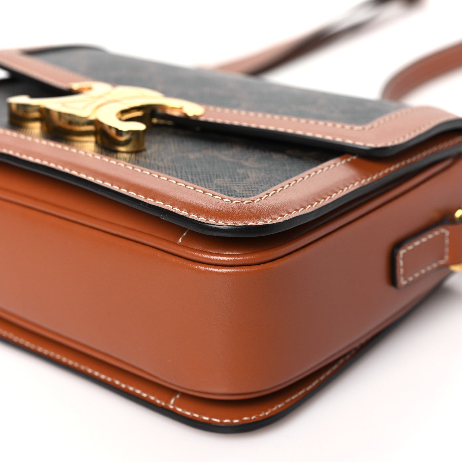 Celine Calfskin Triomphe Canvas Teen Triomphe Bag Tan 10 of 10