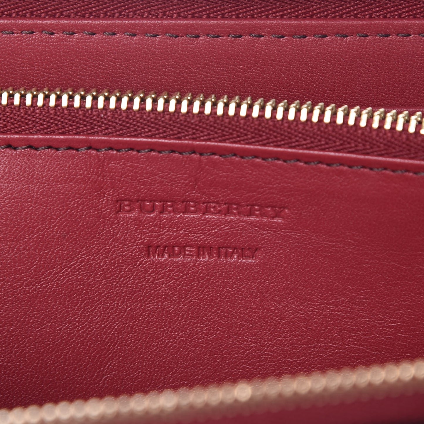 Calfskin House Check Elmore Zip Around Wallet Russet Red