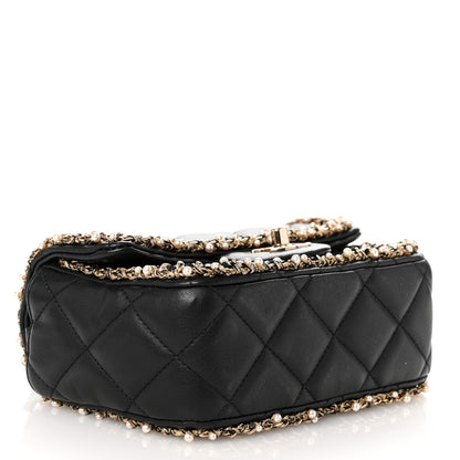 Chanel Lambskin Quilted Pearl Edge Mini Rectangular Flap Bag Black 4 of 12
