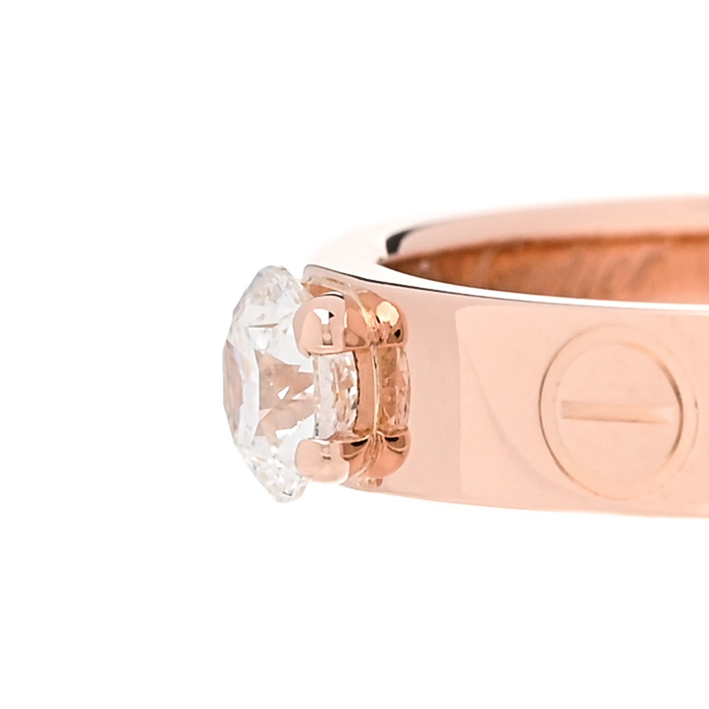 18K Pink Gold Diamond .24ct LOVE Solitaire Engagement Ring 49 5