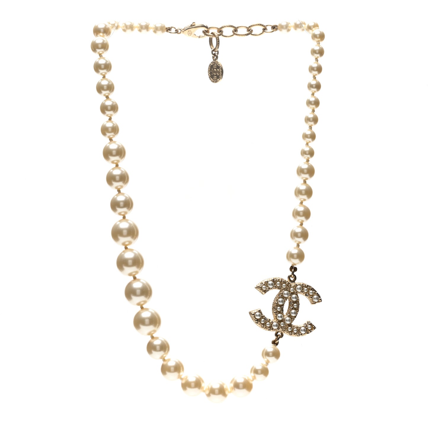 Pearl CC 100th Anniversary Necklace Light Gold