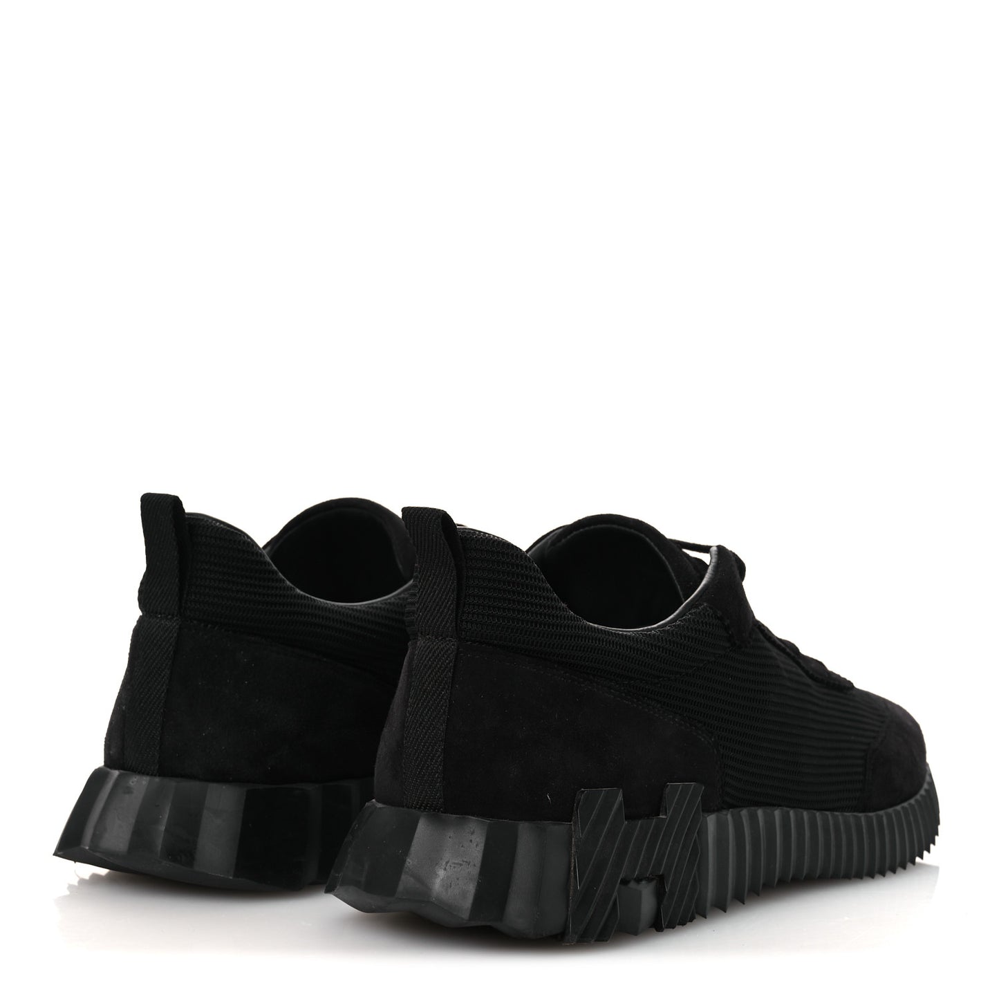 Technical Mesh Suede Goatskin Bouncing Sneakers 43 Black
