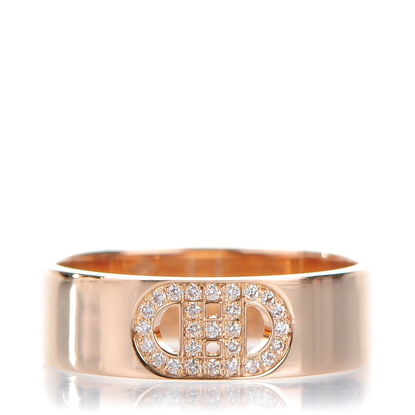 18K Rose Gold Diamond PM H D'Ancre Ring 51 5.75