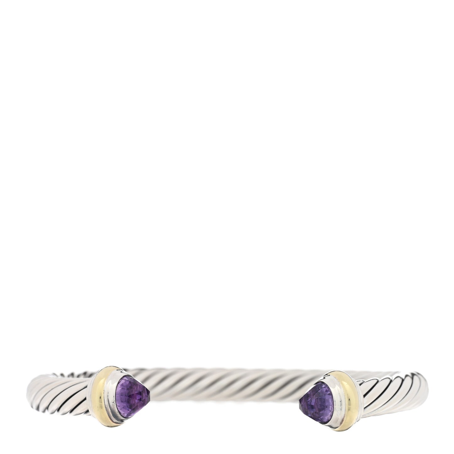 Sterling Silver 14K Yellow Gold Amethyst 5mm Cable Classics Bracelet
