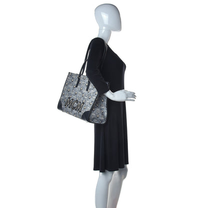 MCM Nappa Jacquard Monogram Large Tote Grey 2 of 15