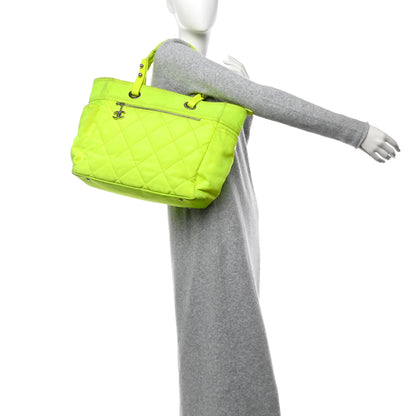 Chanel Coated Canvas Quilted Large Paris Biarritz Tote Neon Yellow 2 of 14