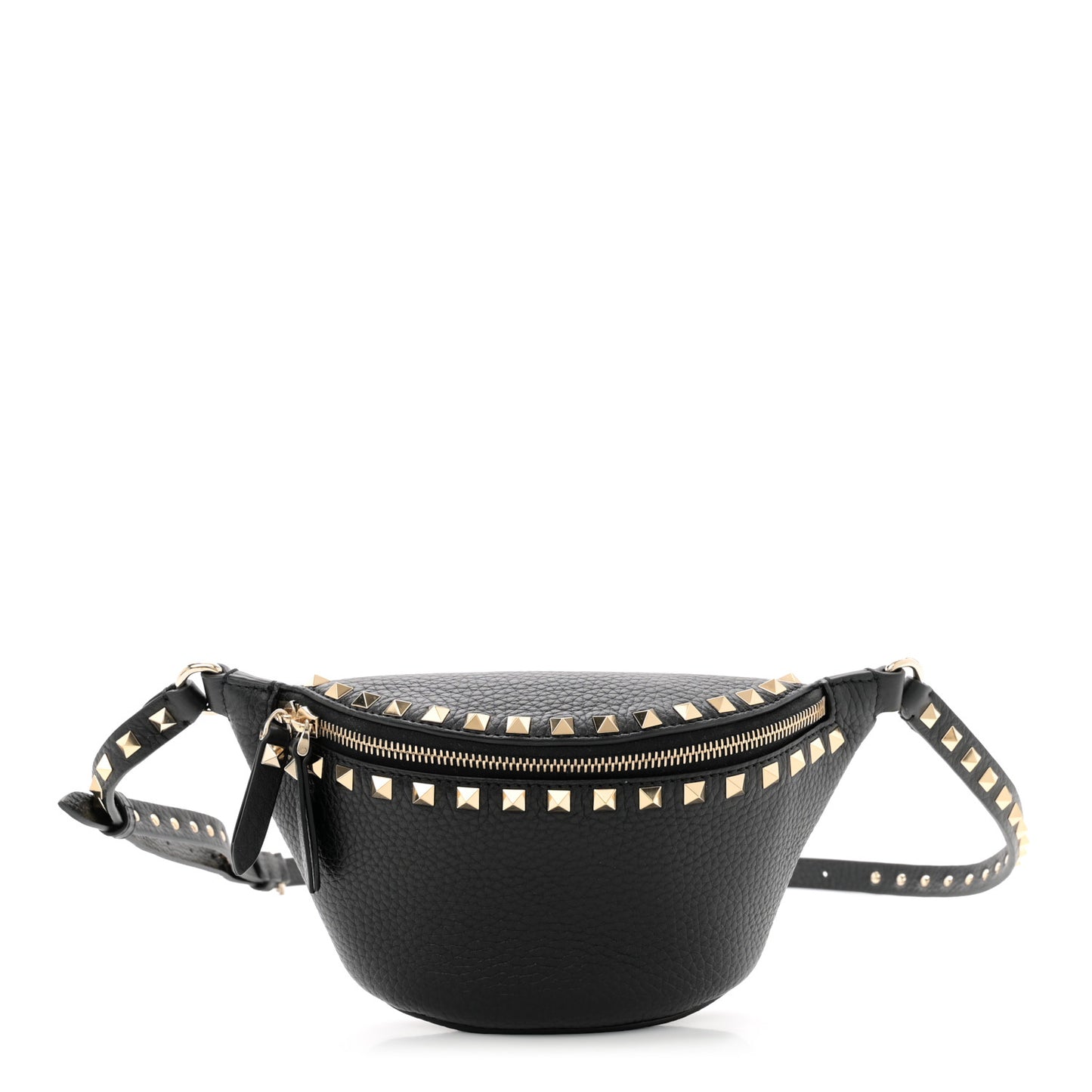 Calfskin Rockstud Belt Bag Black