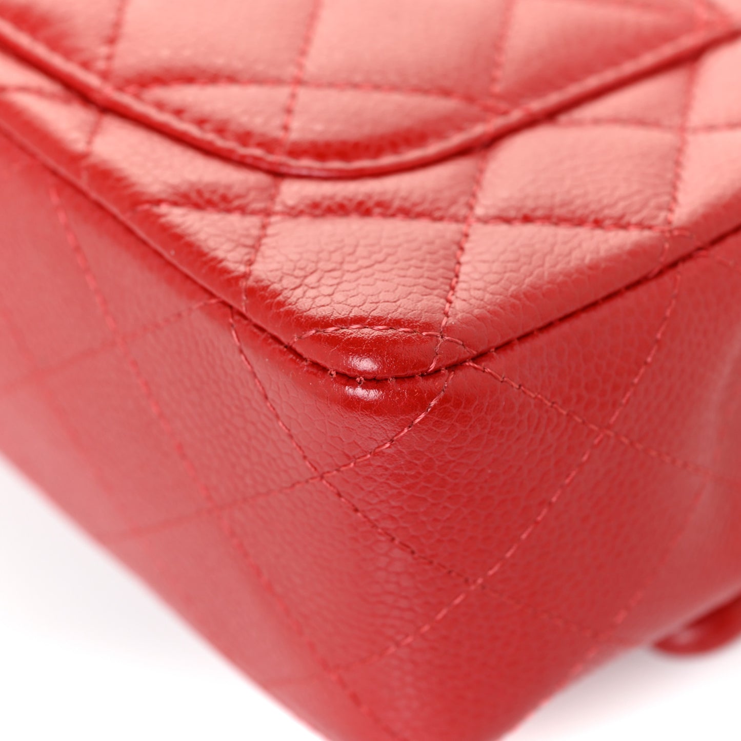 Caviar Quilted Mini Rectangular Flap Red