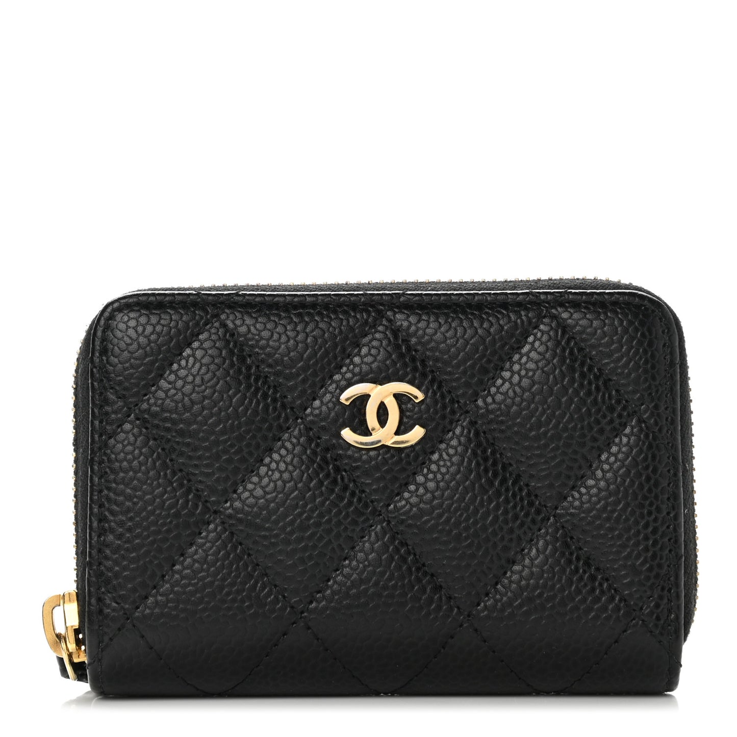 Caviar Quilted Zip Coin Purse Black