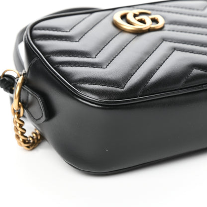 Gucci Calfskin Matelasse Mini GG Marmont Chain Shoulder Bag Black 8 of 9