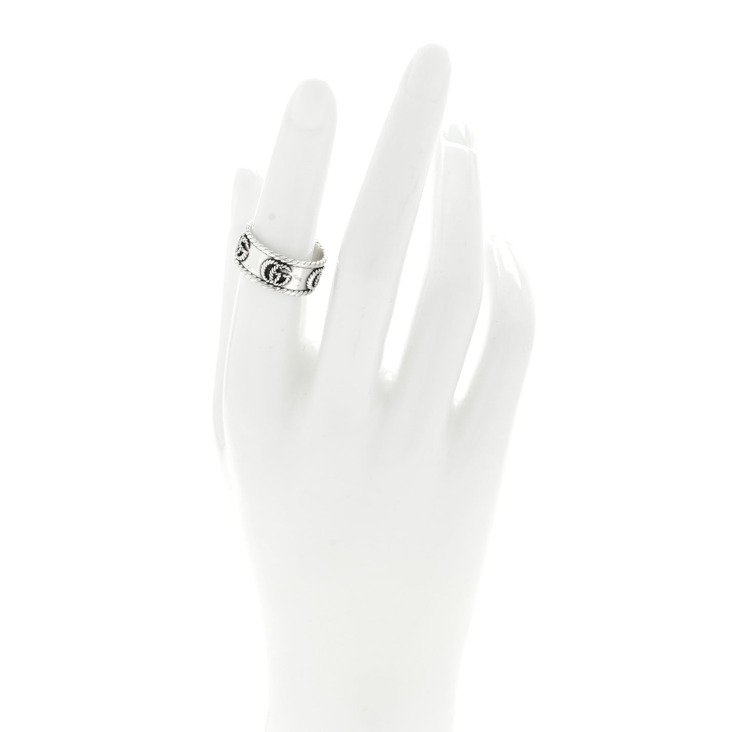 Sterling Silver Torchon GG Marmont Ring 53 6.25