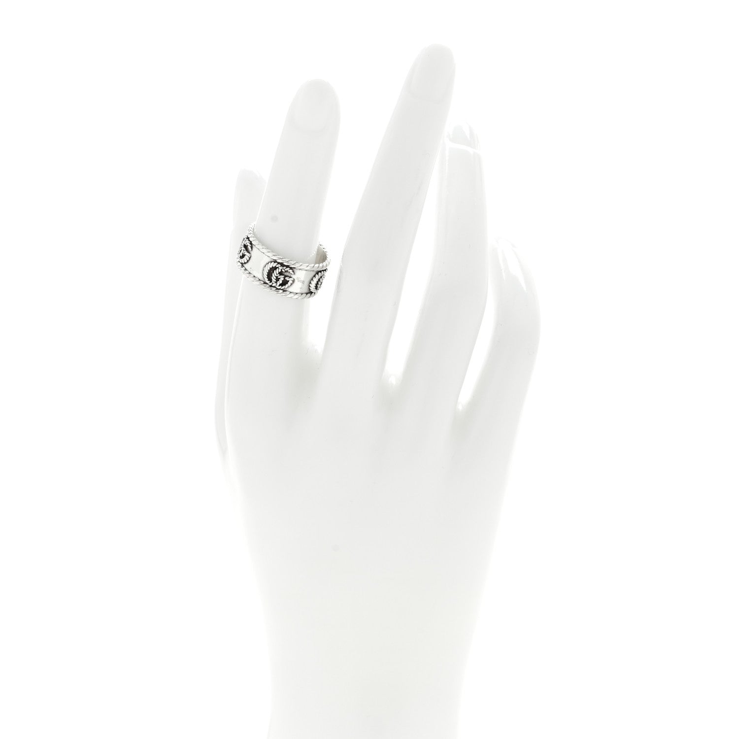 Gucci Sterling Silver Torchon GG Marmont Ring 53 6.25 2 of 4