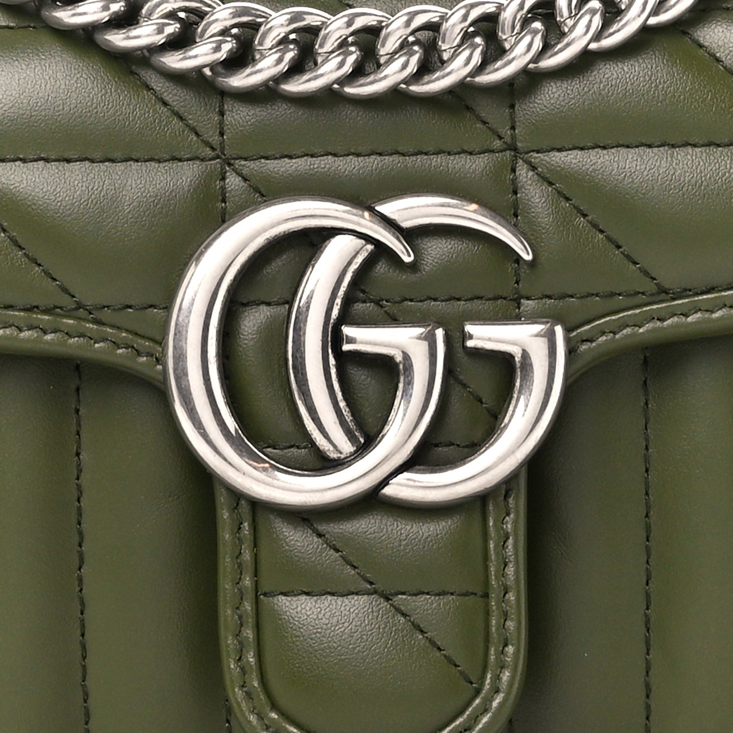 Calfskin Matelasse Aria Mini GG Marmont Shoulder Bag Military Wood