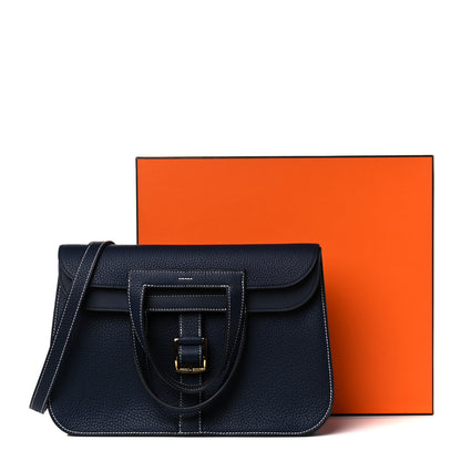 Hermes Taurillon Clemence Halzan 31 GM Bleu Nuit 12 of 12