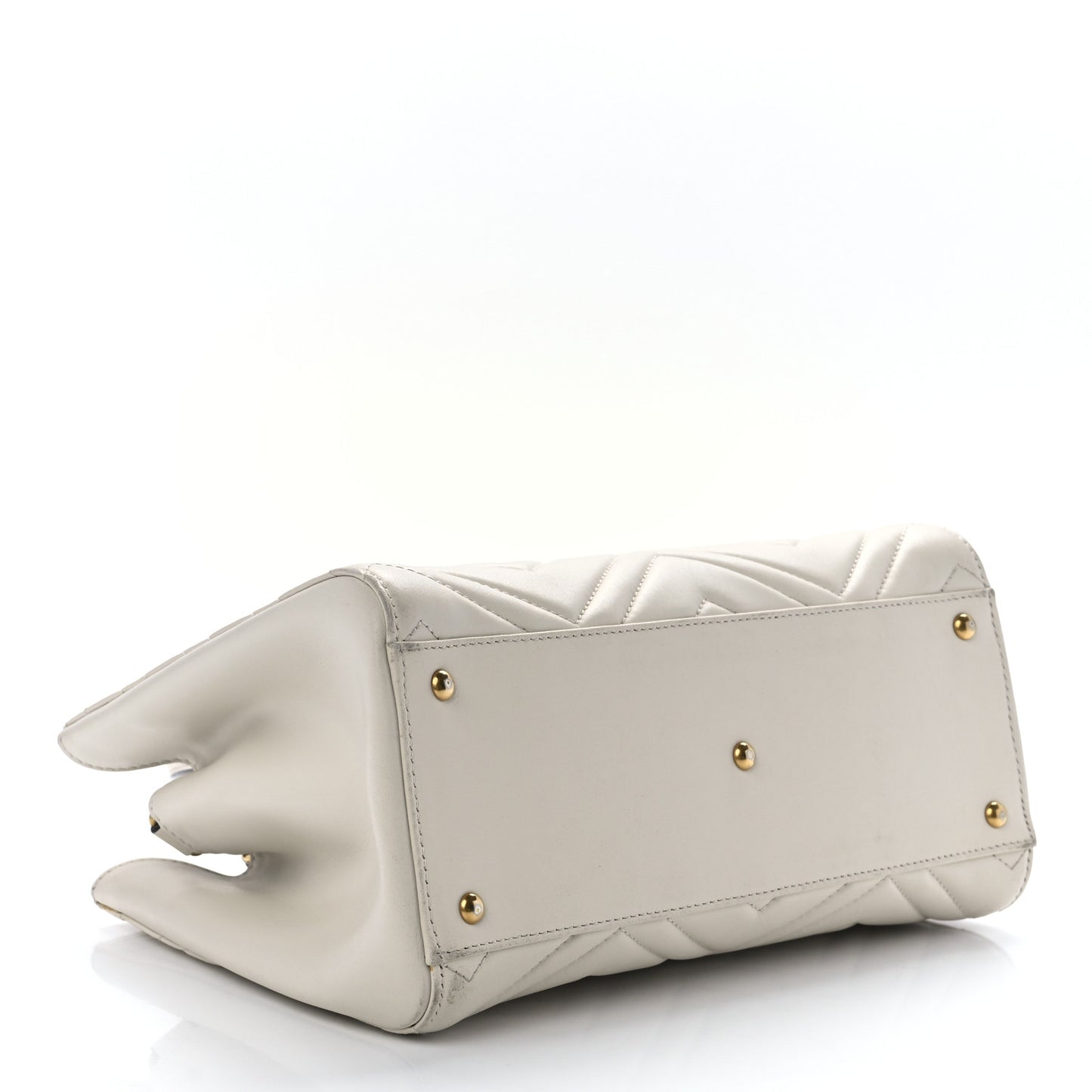Calfskin Matelasse Small GG Marmont Tote White