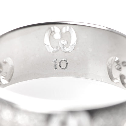 Gucci 18K White Gold Diamond Pave 6mm Icon Band Ring 49 5 5 of 6