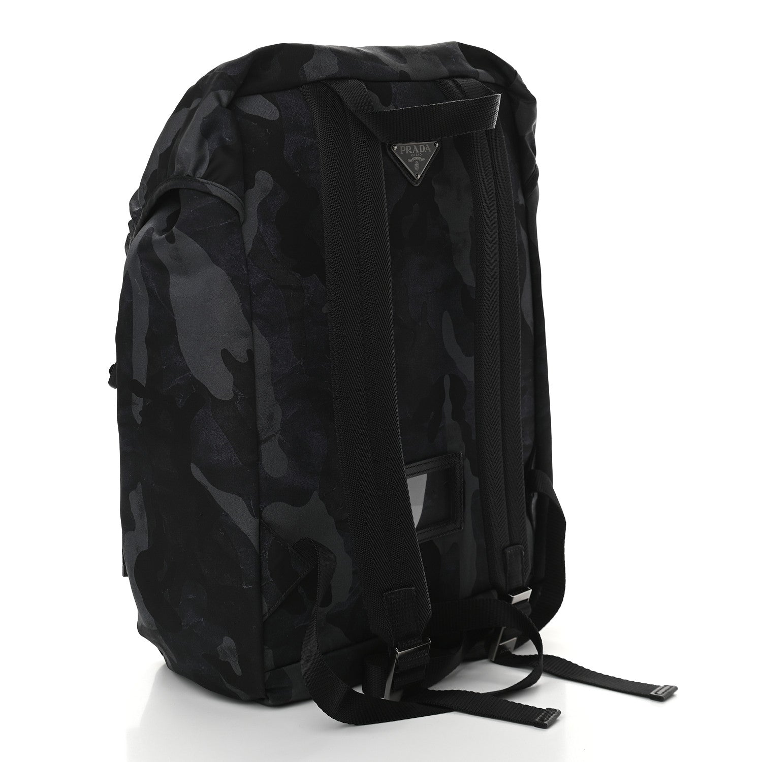 Prada Tessuto Nylon Camouflage Print Double Buckle Backpack Fumo 2 of 9
