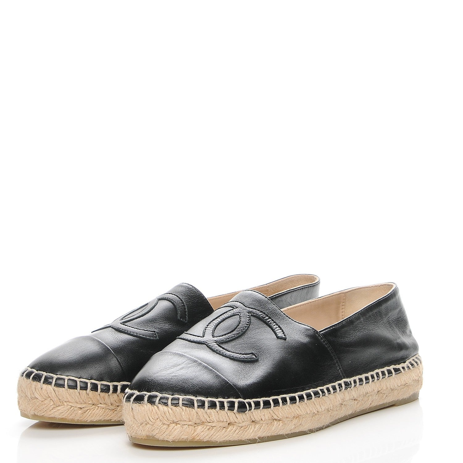Chanel Lambskin CC Espadrilles 38 Black 2 of 6