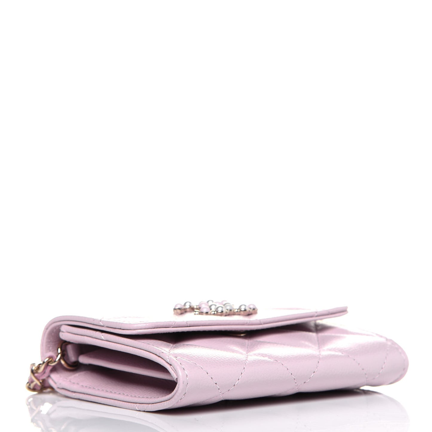 Caviar Quilted Coco Candy Card Holder On Chain Light Pink