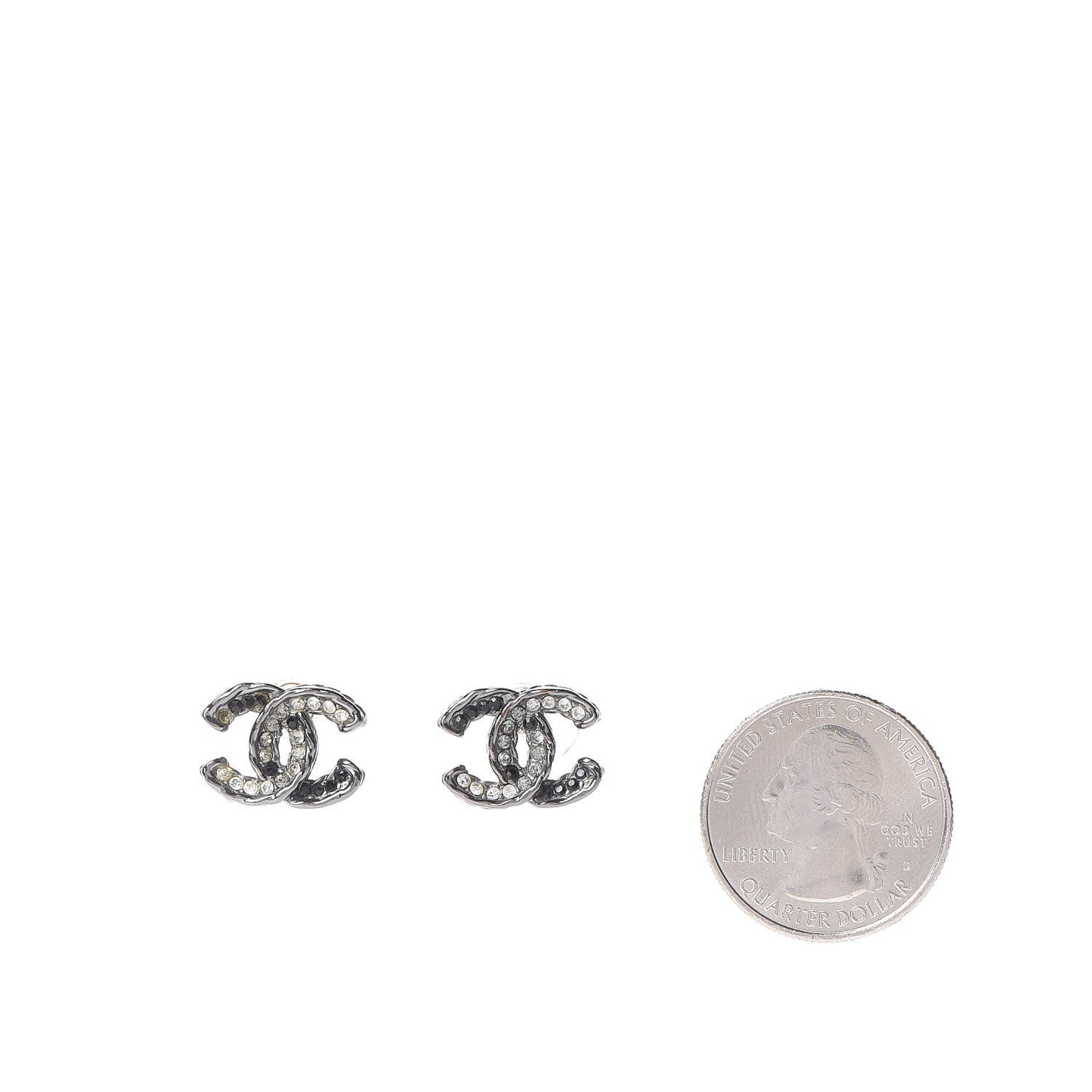 Ruthenium Crystal CC Earrings Silver Black