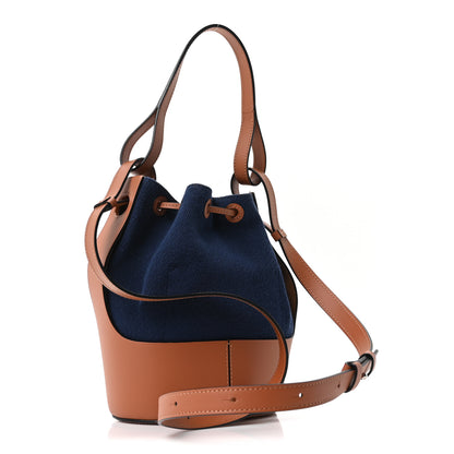 Loewe Canvas Calfskin Balloon Bucket Bag Navy Tan 3 of 9