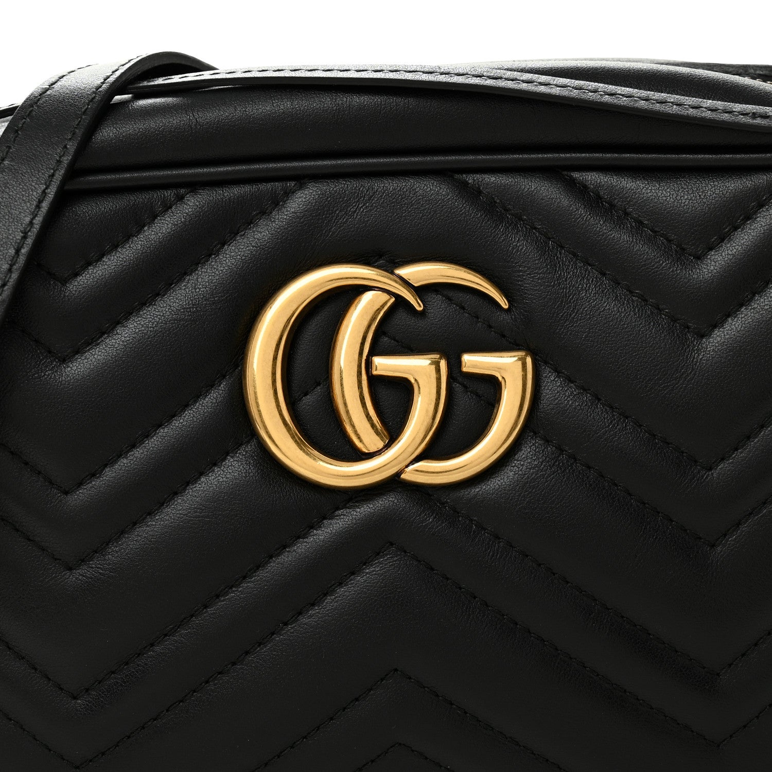 Gucci Calfskin Matelasse Small GG Marmont Chain Shoulder Bag Black 8 of 11