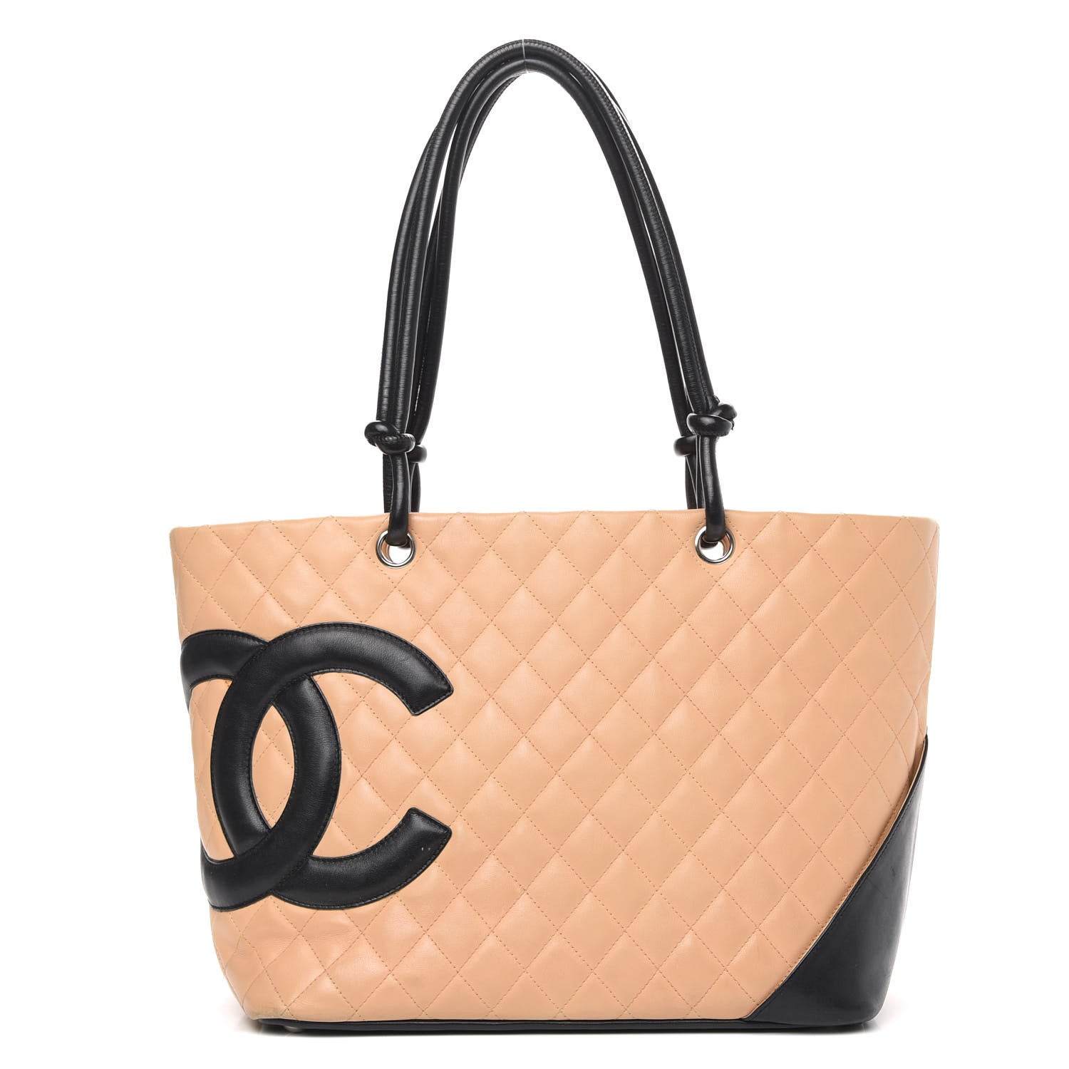 Chanel Calfskin Quilted Large Cambon Tote Beige Black 1 of 15