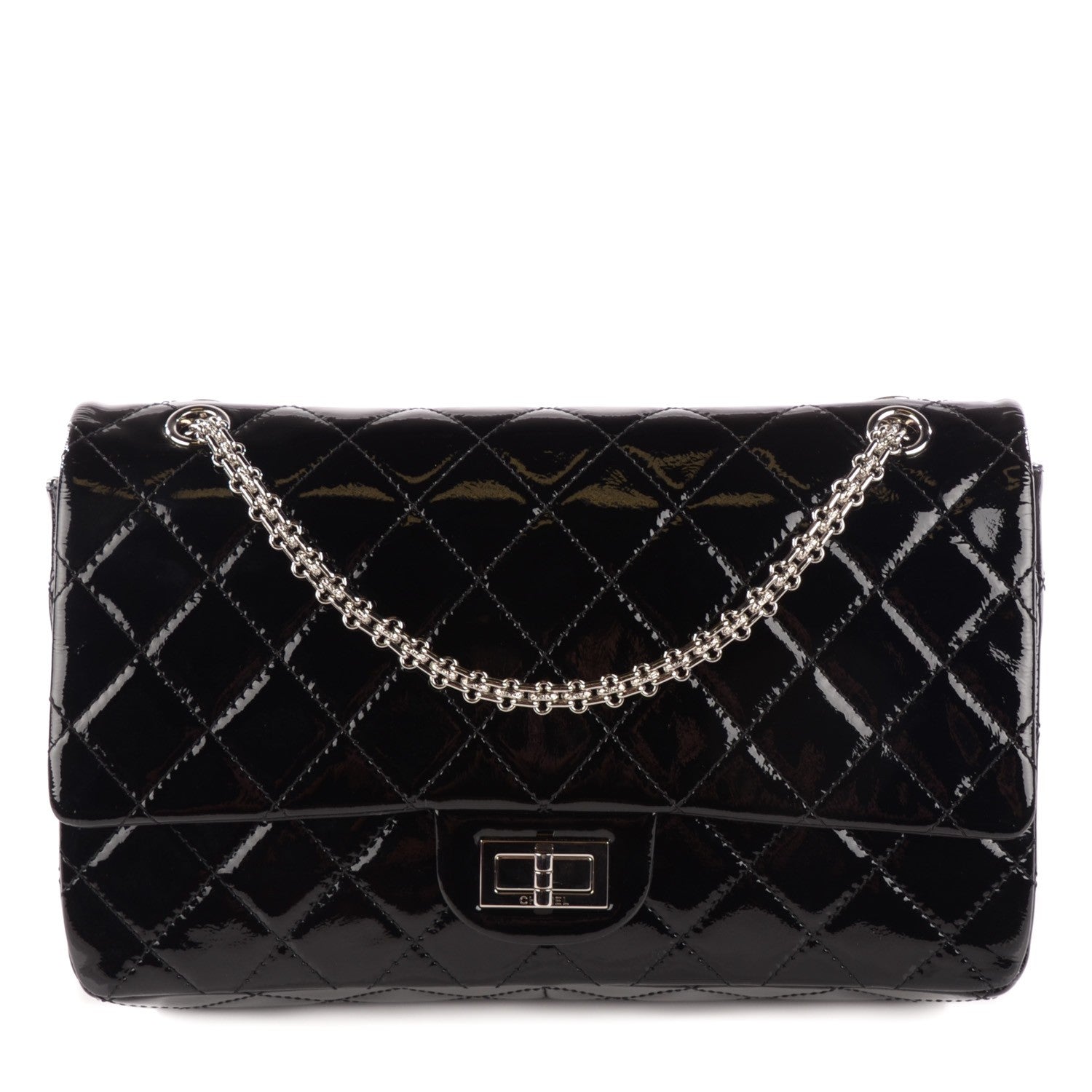Chanel Distressed Patent Quilted 2.55 Reissue 227 Flap Black 1 of 10