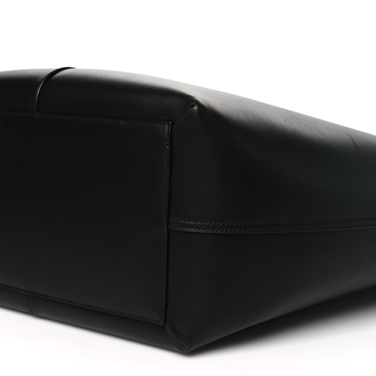 Smooth Calfskin Maxi Trapezoid Shopping Tote Black