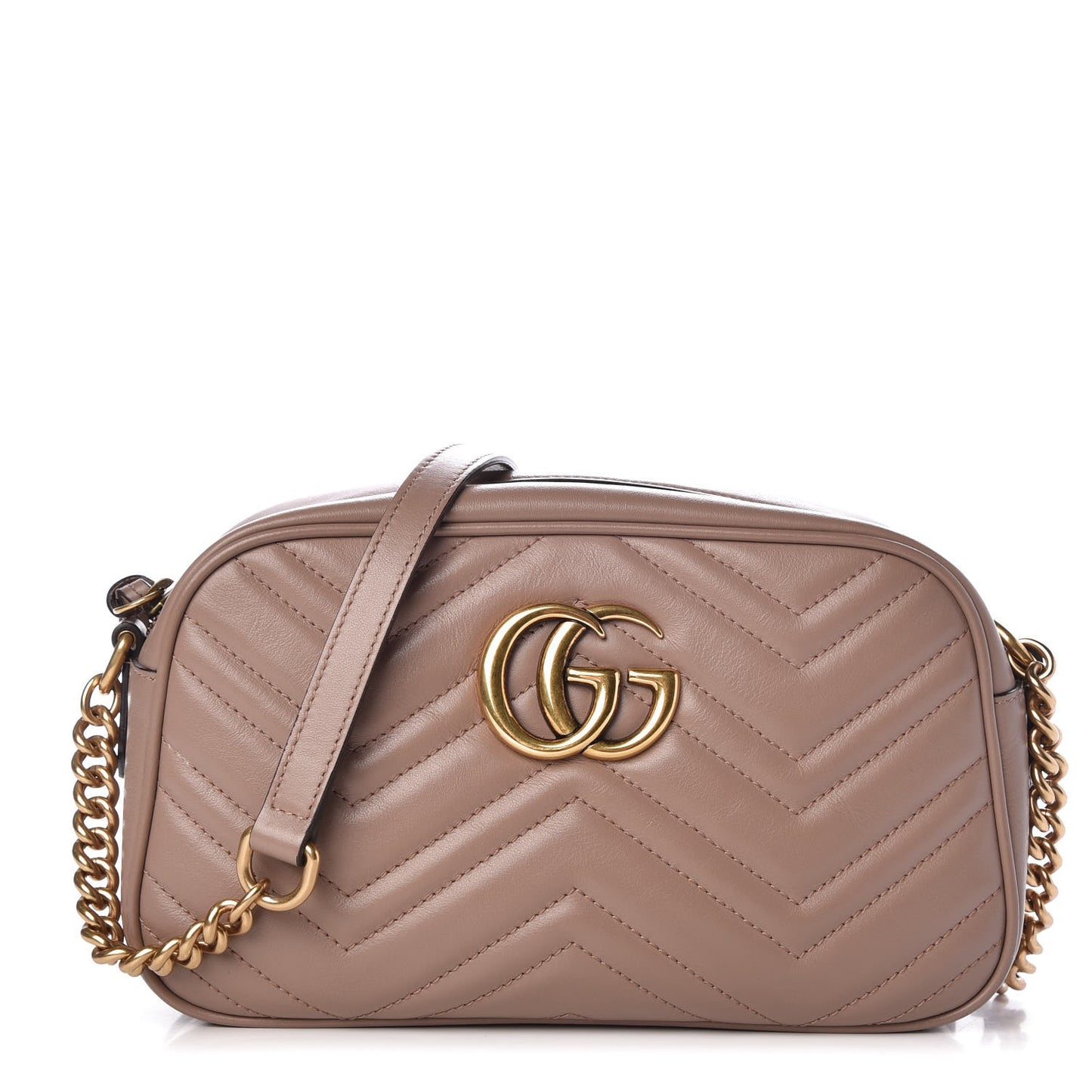 Calfskin Matelasse Small GG Marmont Chain Shoulder Bag Porcelain Rose